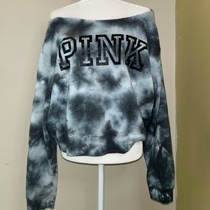 Victoria secret PINK over the shoulder tie dye crew neck sweater